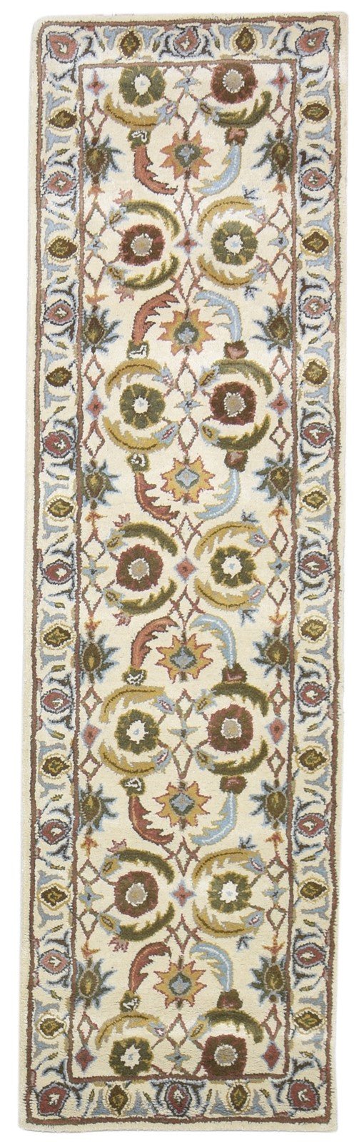 2' X 8' Rug Wool Cream Persien Hand Tufted Kashan Oriental Small Runner 