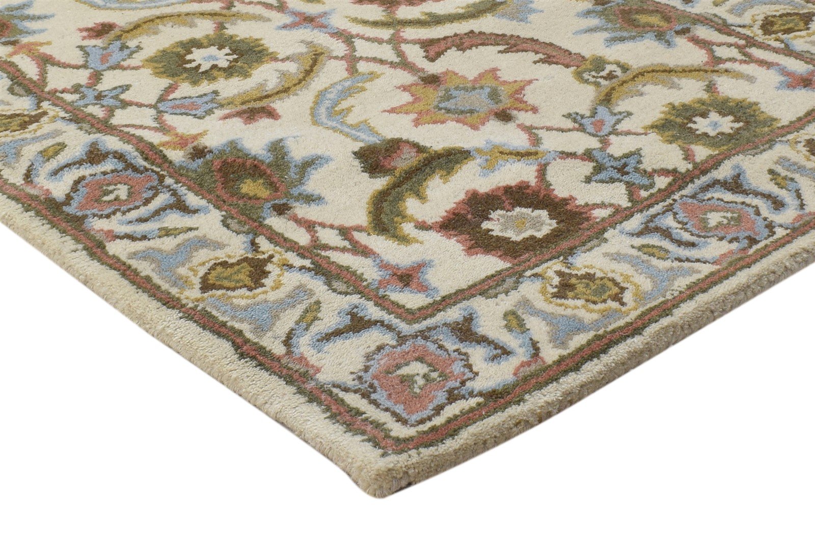 Cream Wool Rug 2' X 8' Persien Hand Tufted Kashan Oriental Small Runner 