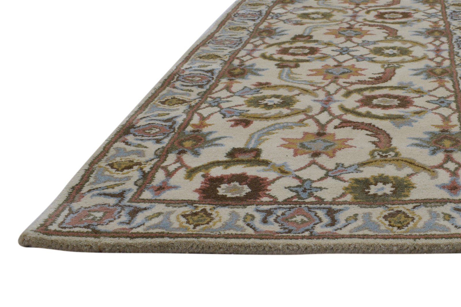 Cream Wool Rug 2' X 8' Persien Hand Tufted Kashan Oriental Small Runner 