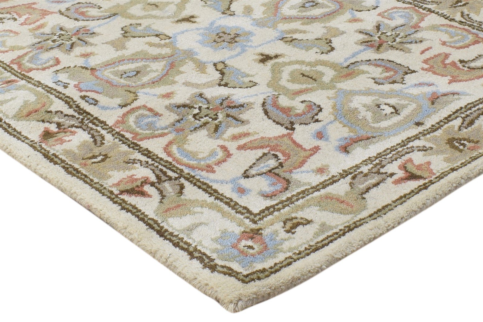 Wool Cream Rug 2' X 8' Persien Hand Tufted Kashan Oriental Small Runner 