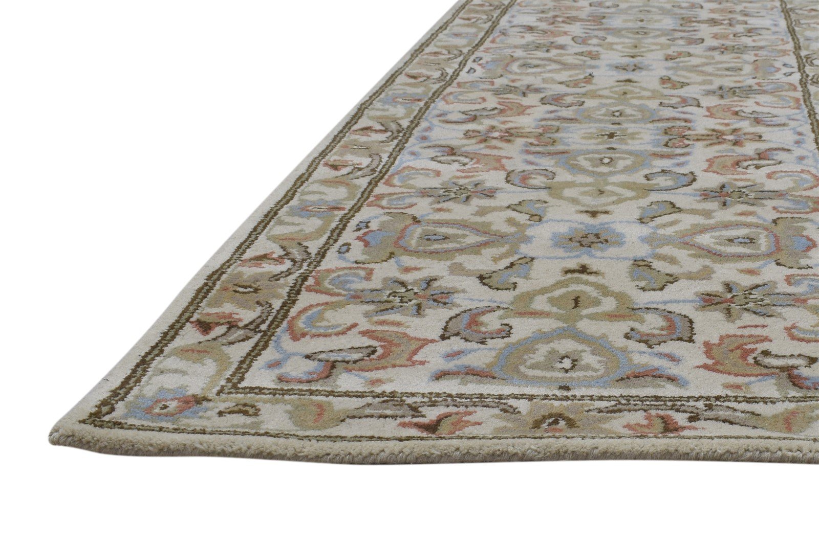 Wool Cream Rug 2' X 8' Persien Hand Tufted Kashan Oriental Small Runner 