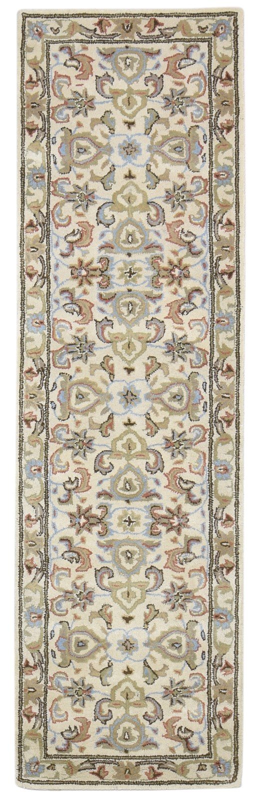 Wool Cream Rug 2' X 8' Persien Hand Tufted Kashan Oriental Small Runner 