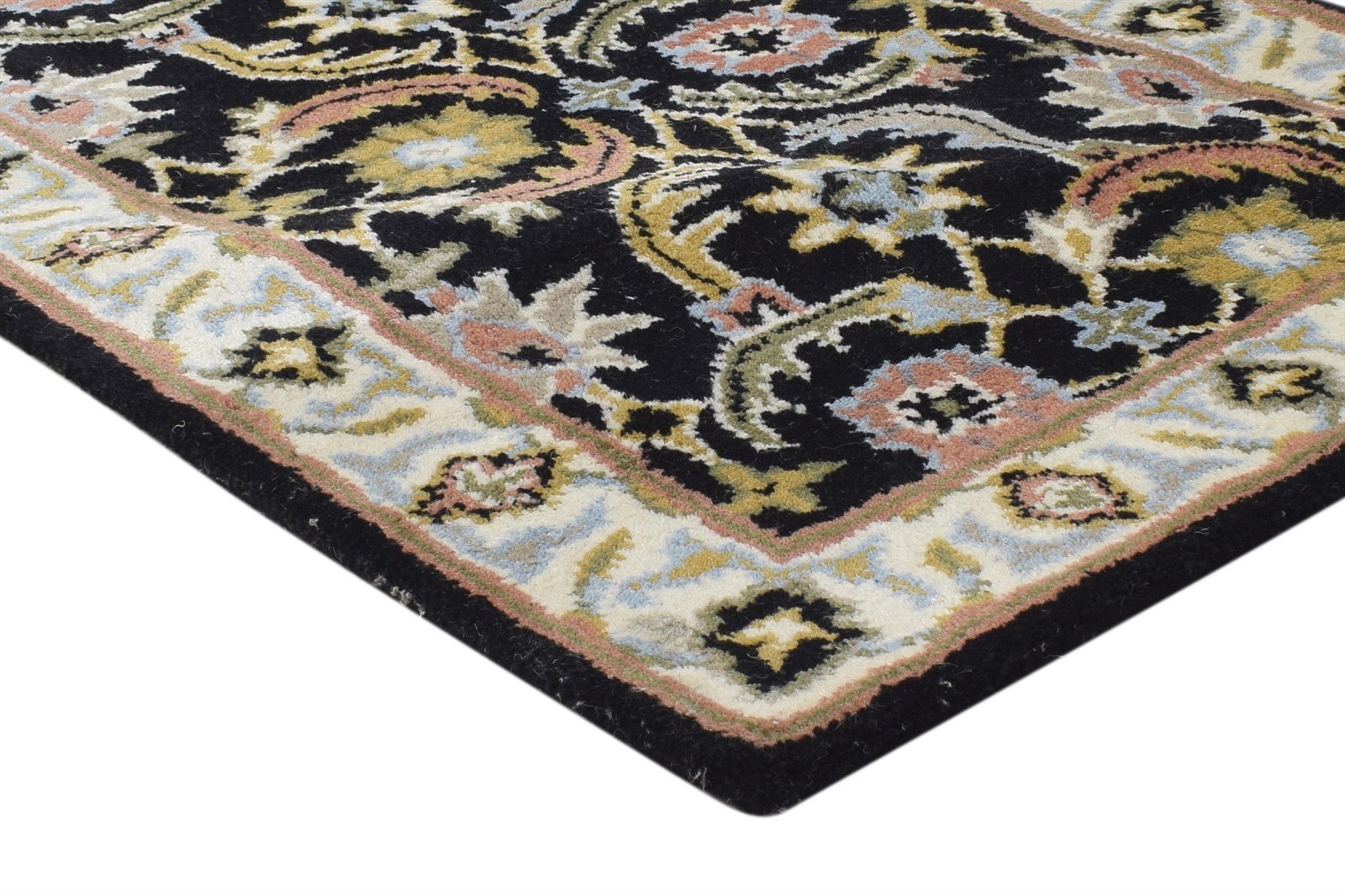 Black Wool Rug 2' X 8' Persien Hand Tufted Kashan Oriental Small Runner 