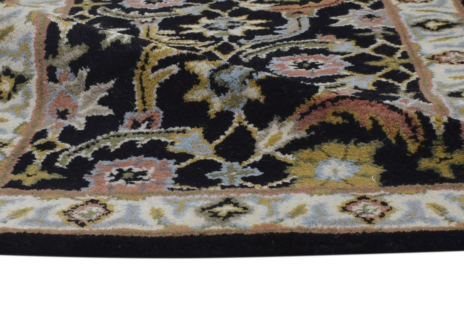 Black Wool Rug 2' X 8' Persien Hand Tufted Kashan Oriental Small Runner 