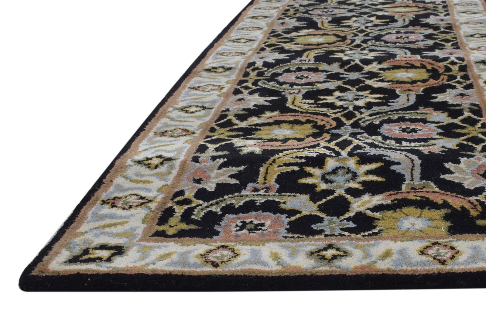 Black Wool Rug 2' X 8' Persien Hand Tufted Kashan Oriental Small Runner 