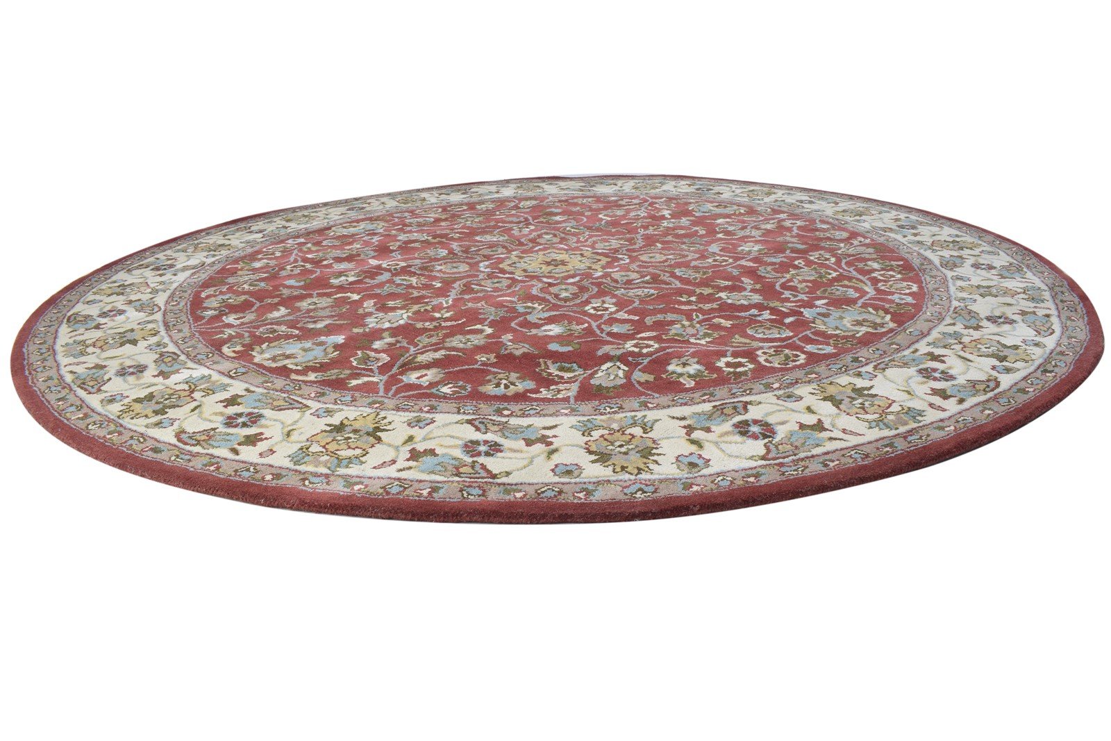 Hand Tufted Red Wool Rug 8' X 8' Persien Kashan Oriental Large Round 