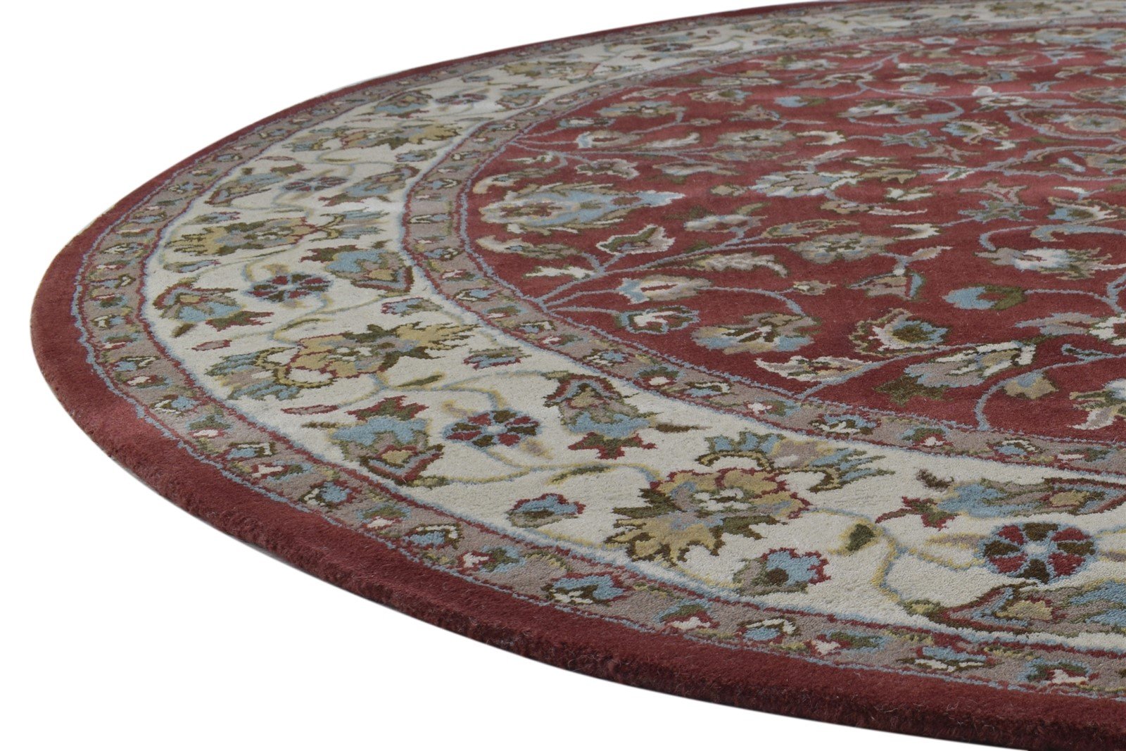 Hand Tufted Red Wool Rug 8' X 8' Persien Kashan Oriental Large Round 