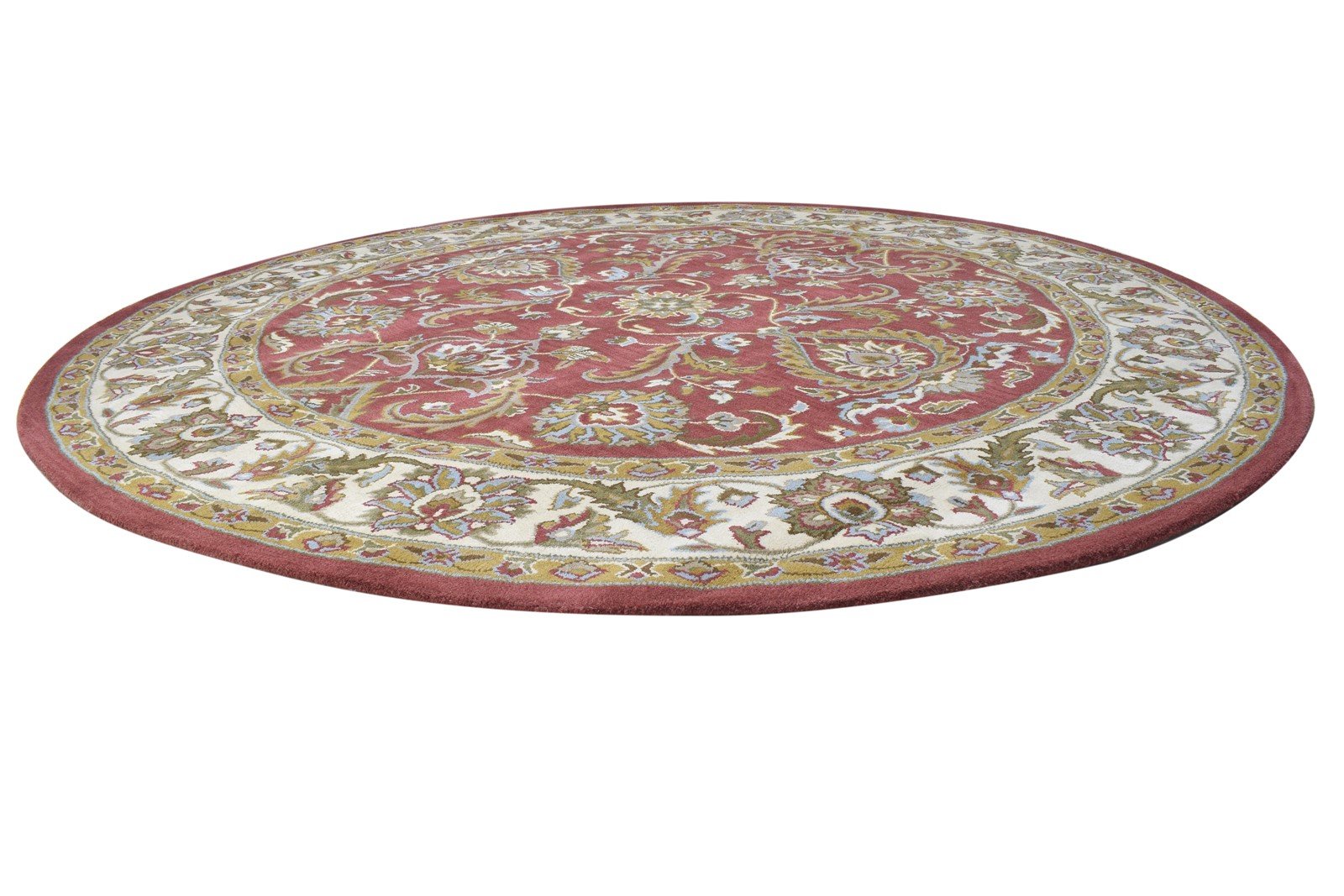 Hand Tufted Red Wool Rug 8' X 8' Persian Kashan Oriental Large Round 