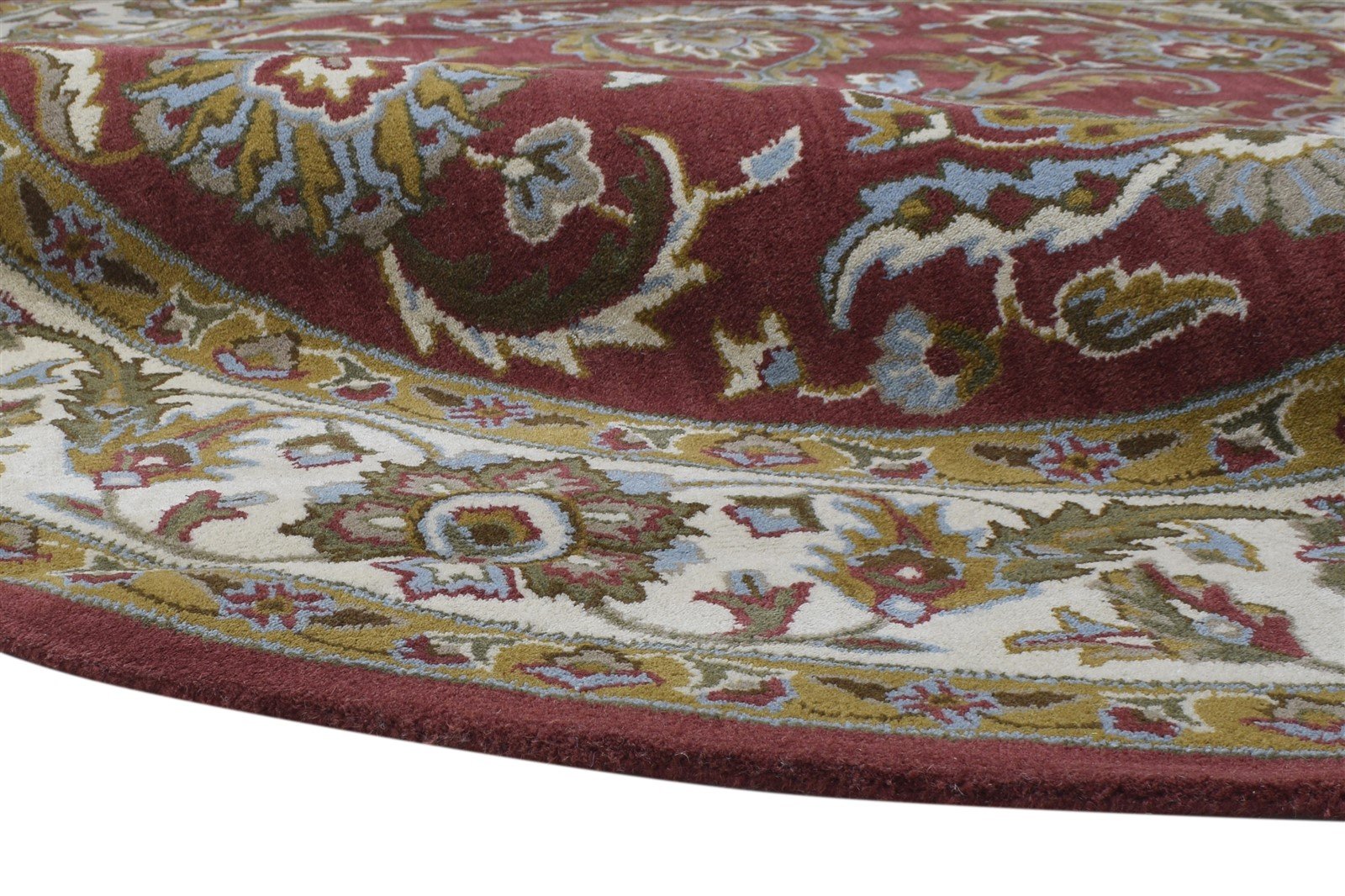 Hand Tufted Red Wool Rug 8' X 8' Persian Kashan Oriental Large Round 