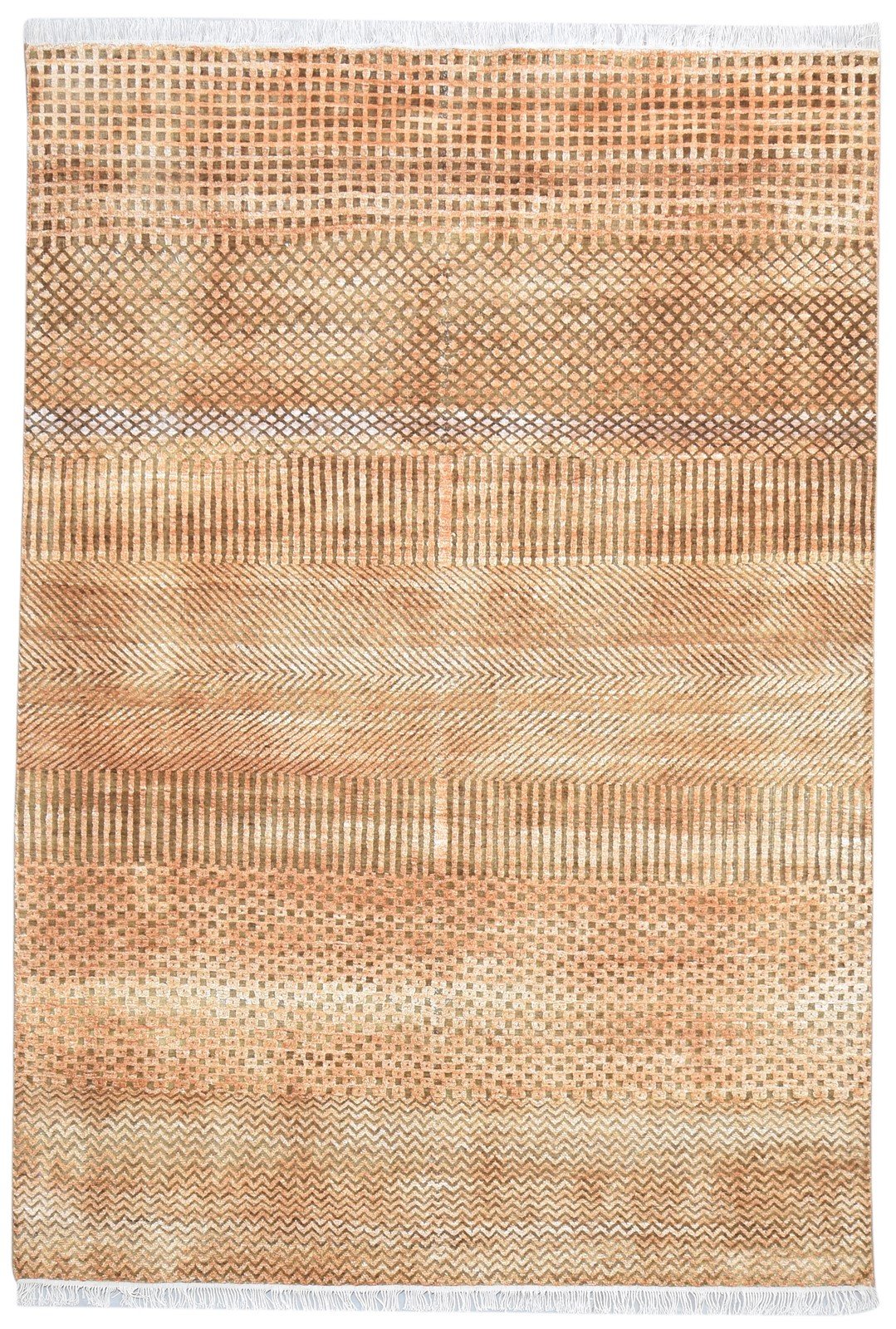 Wool Rust Rug 6' X 9' Modern Hand Knotted Agra Grass Trellis Room Size Carpet 