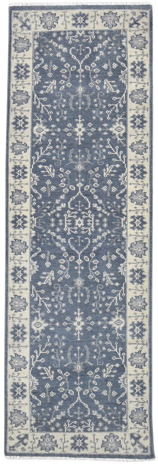 3X9 Rug Wool Charcoal Persian Hand Knotted Sarouk-Indian Oriental Small Runner 