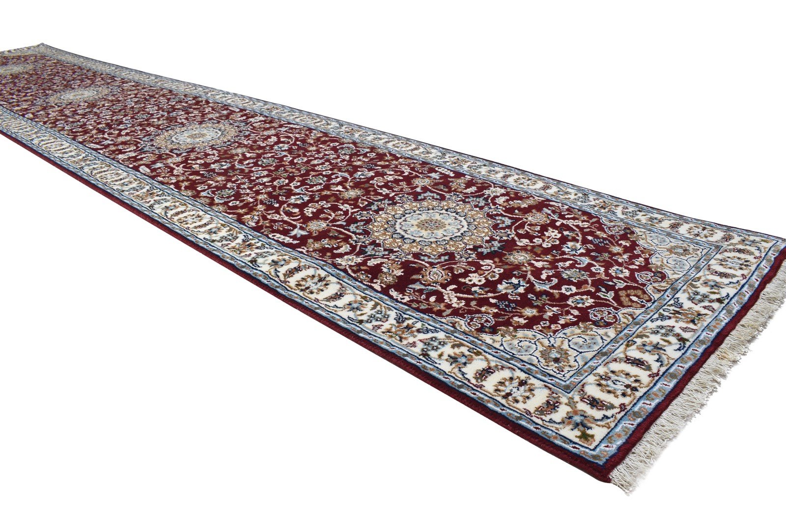 Red Wool Rug 3' X 14' Persian Hand Knotted Tabriz Oriental Small Runner 