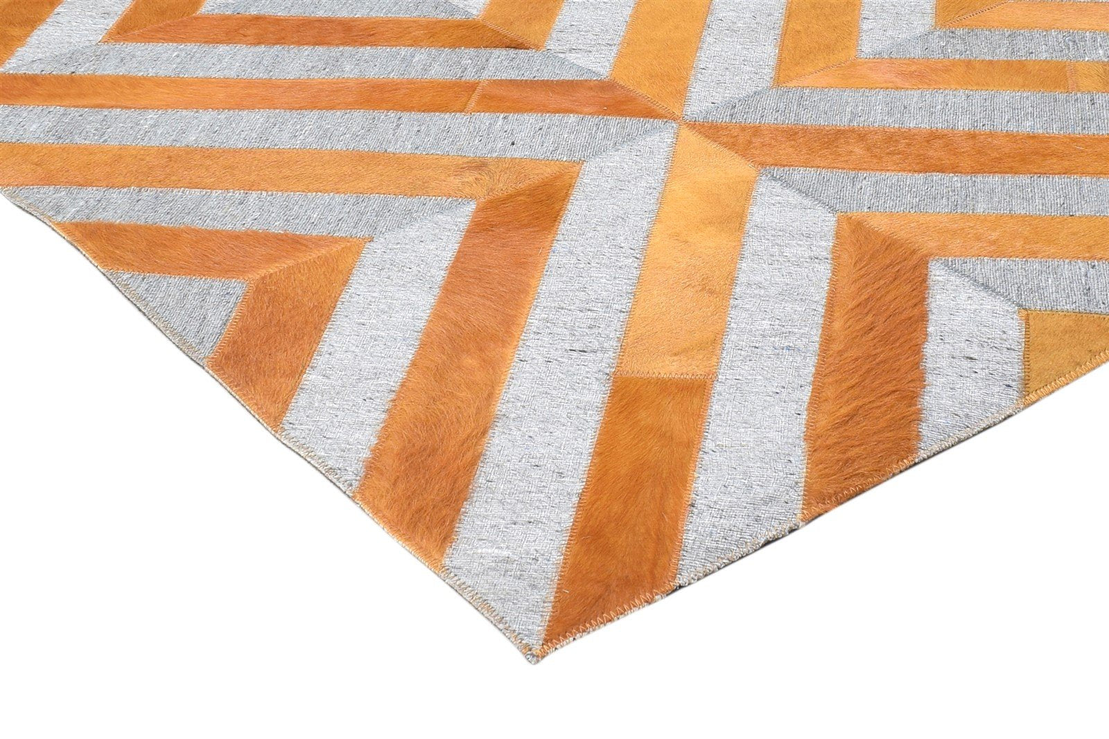 Leather / Cotton Gold Rug 6X6 Modern Hand Woven Moroccan Diamond Room Size 