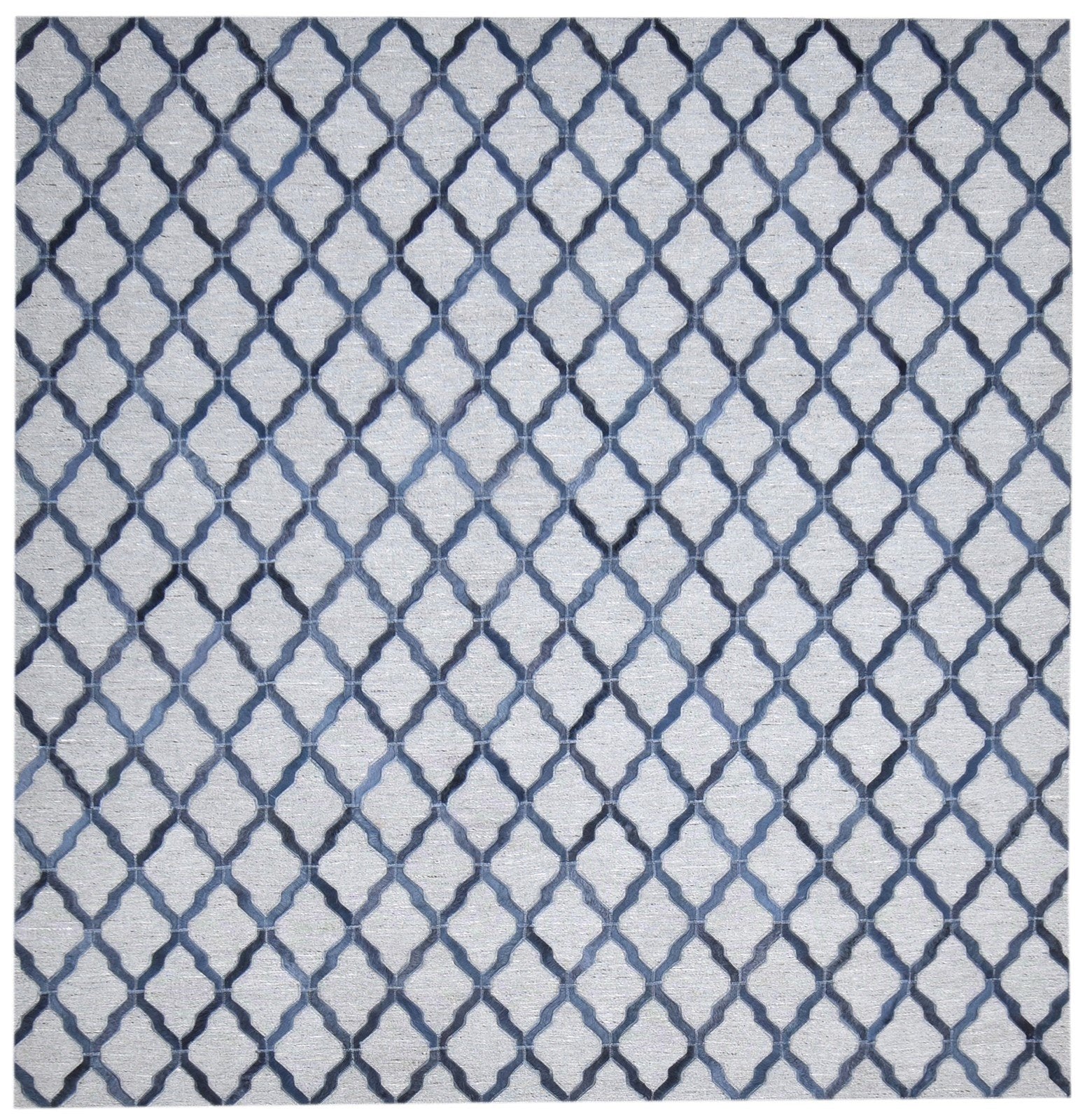 Leather / Cotton Charcoal Rug 6X6 Modern Hand Woven Moroccan Trellis Room Size 