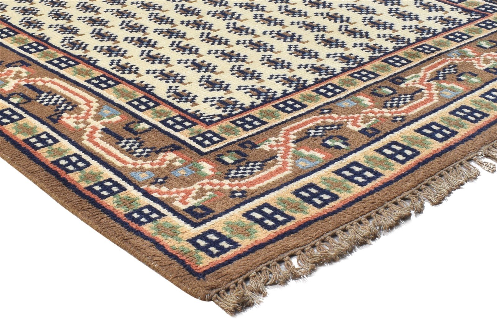 Beige Wool Rug 4' X 6' Persian Hand Knotted Mir Oriental Room Size Carpet 