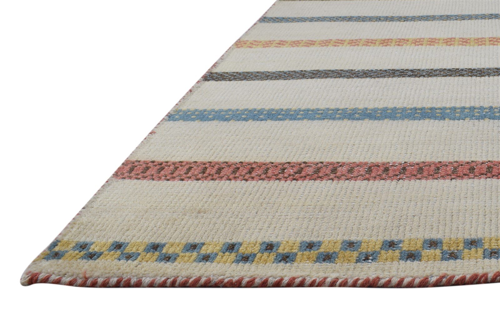 Beige Wool Rug 4' X 6' Persian Hand Knotted Gabbeh Striped Room Size Carpet 