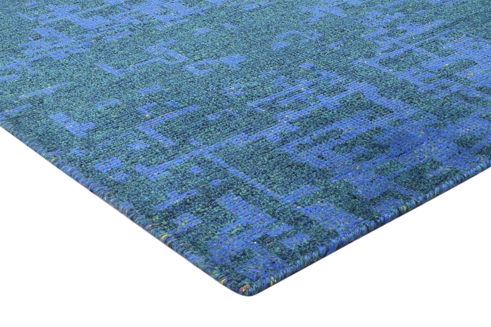 Wool Blue Rug 5' X 6' Modern Hand Knotted Indian Abstract Room Size Carpet 