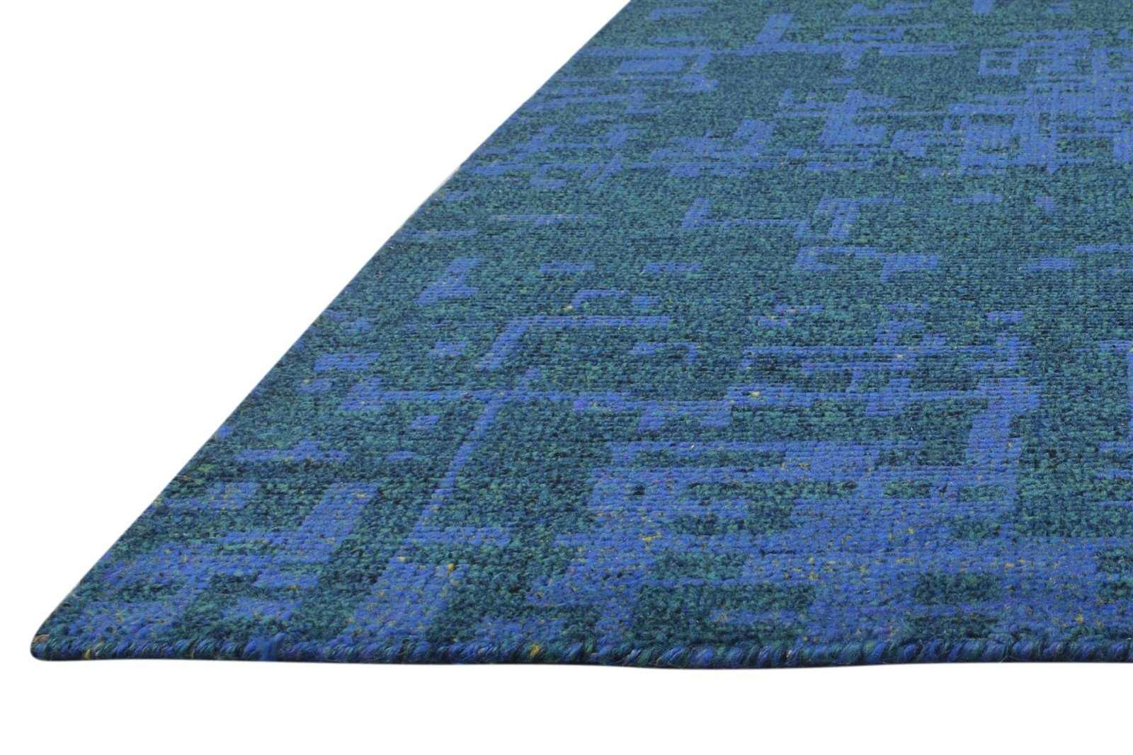 Wool Blue Rug 5' X 6' Modern Hand Knotted Indian Abstract Room Size Carpet 