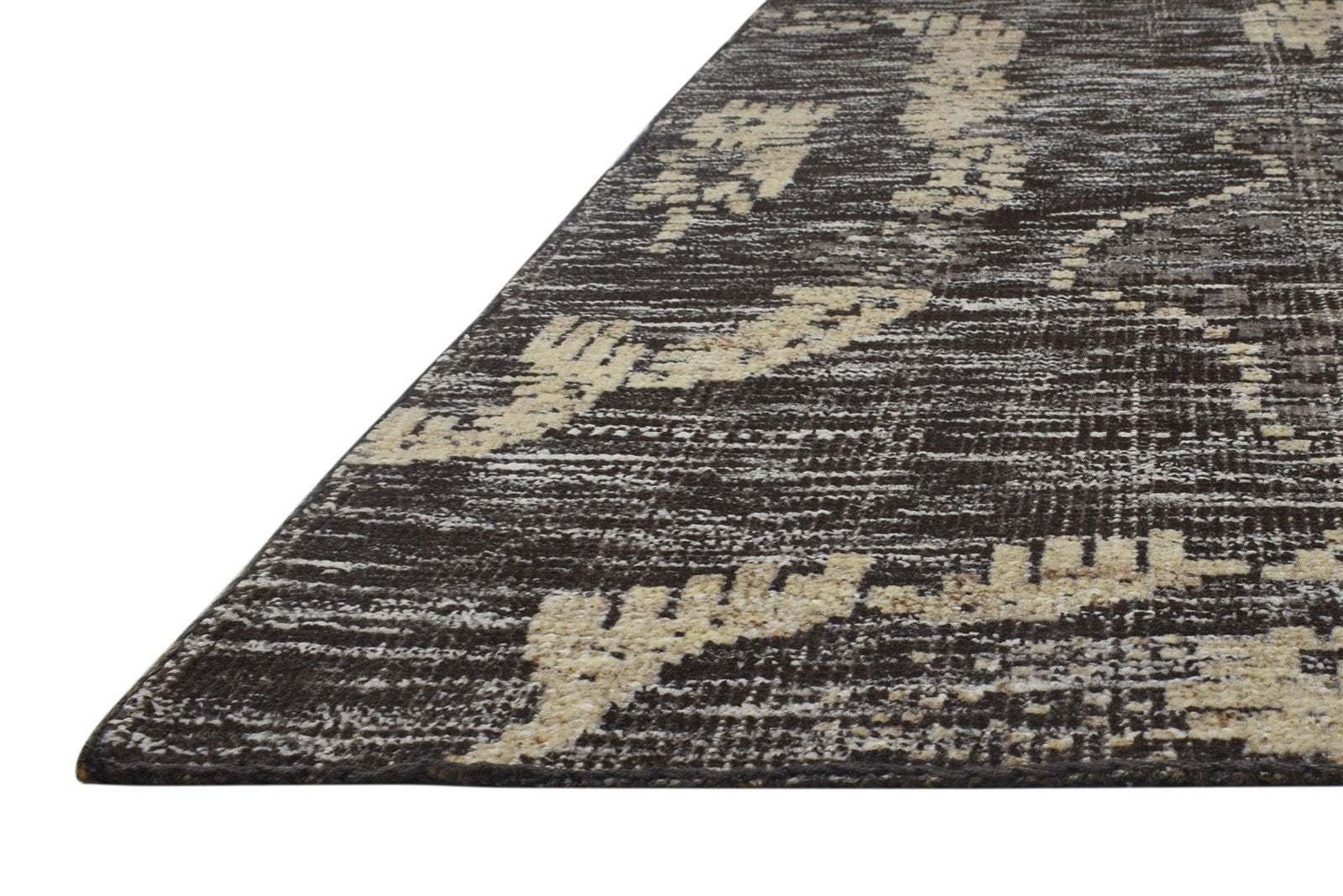 Wool Brown Rug 4X6 Modern Hand Knotted Scandinavian Abstract Room Size Carpet 