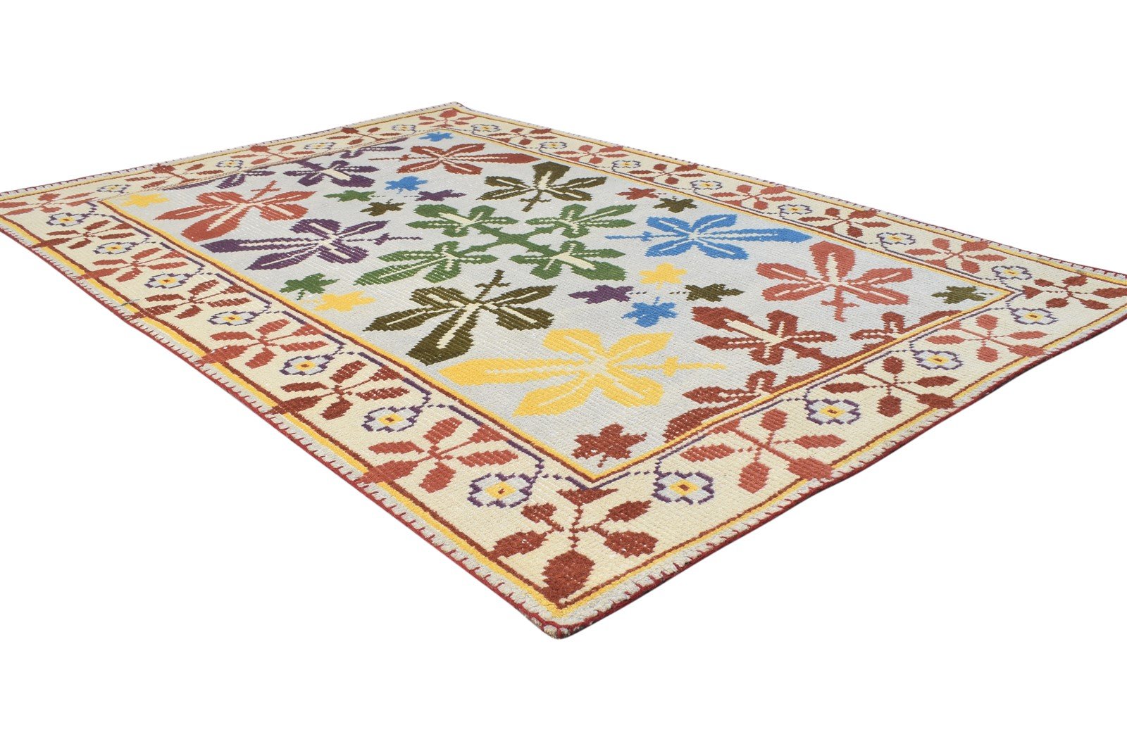 Hand Knotted Multi Color Wool Rug 4X6 Modern French Oriental Room Size Carpet 