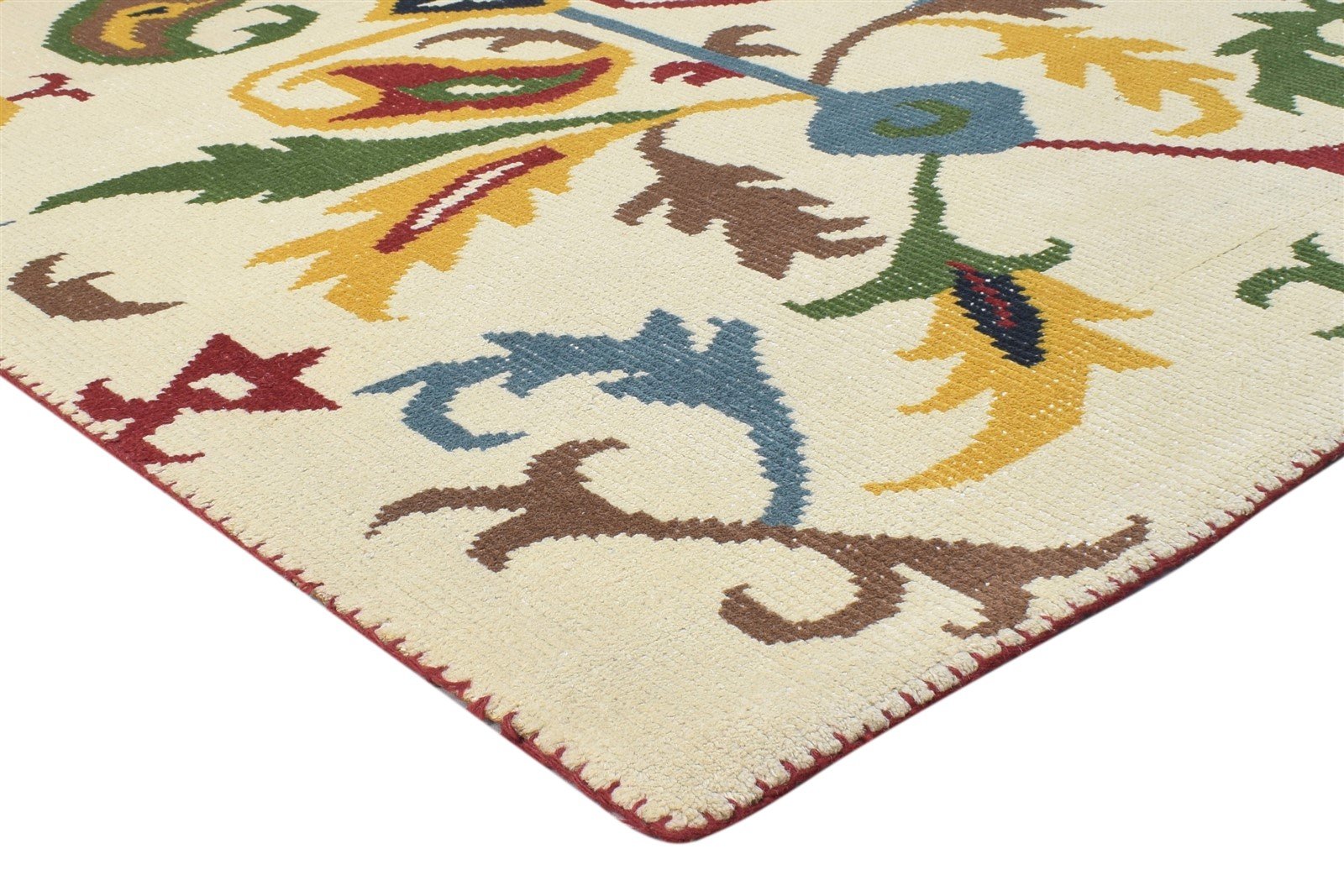 Multi Color Wool Rug 5' X 6' Modern Hand Knotted French Floral Room Size Carpet 