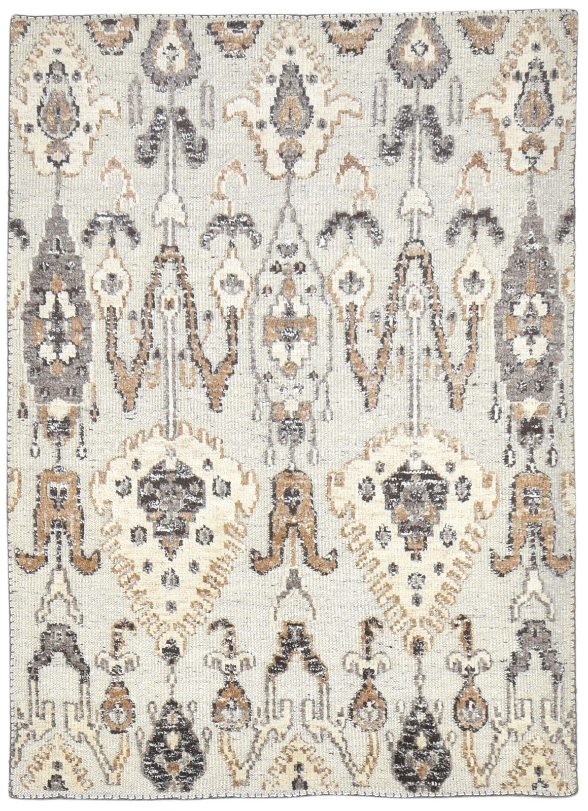 Wool Sand Rug 5' X 6' Persian Hand Knotted Oriental Ikat Room Size Carpet 