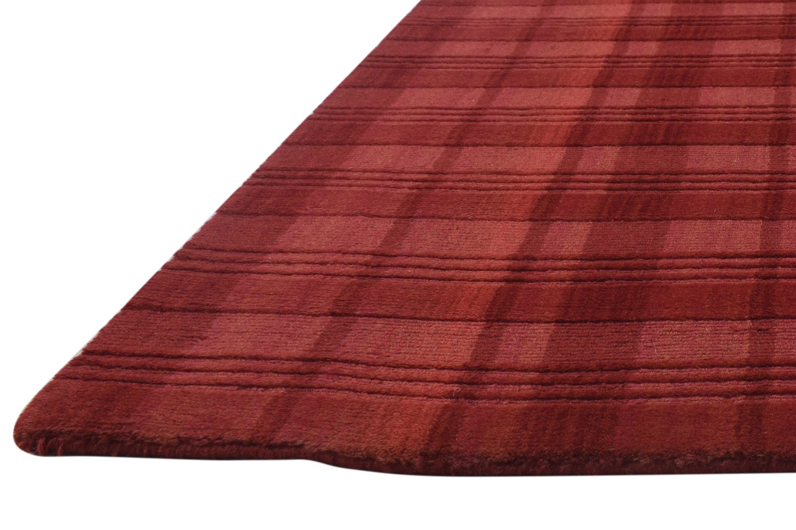 4' X 6' Rug Wool Red Modern Handloom Scandinavian Plaids Room Size Carpet 