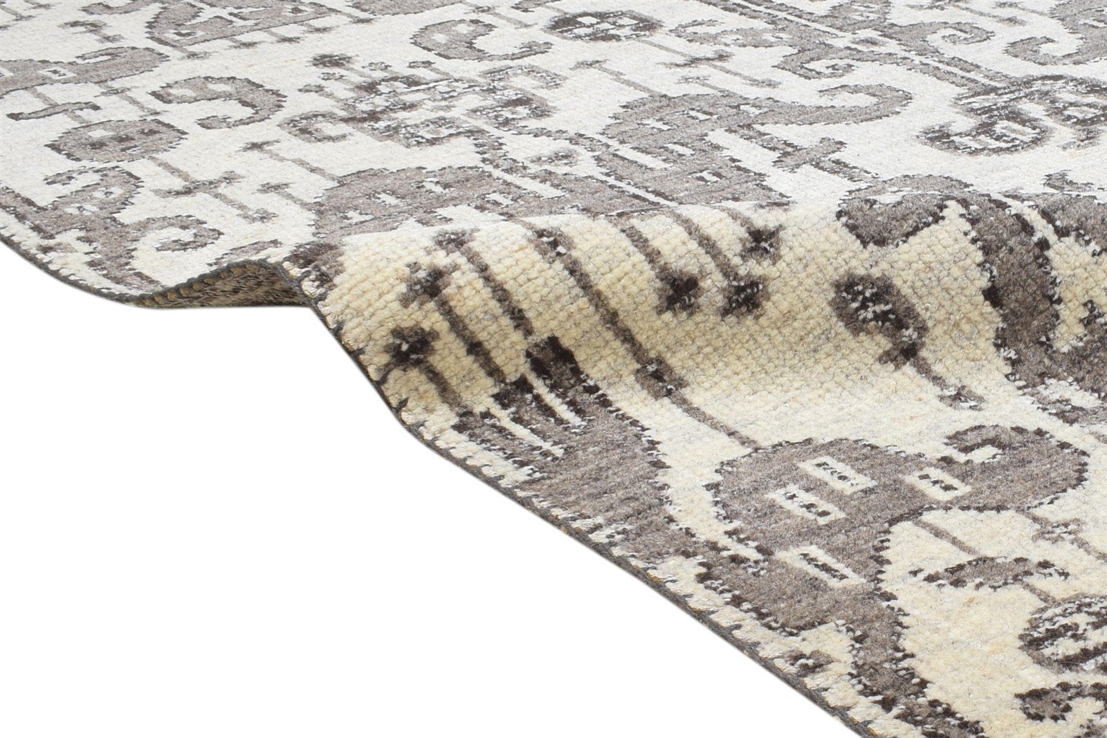 Hand Knotted Grey Wool Rug 5' X 7' Persian Oriental Ikat Room Size Carpet  Area Rug 