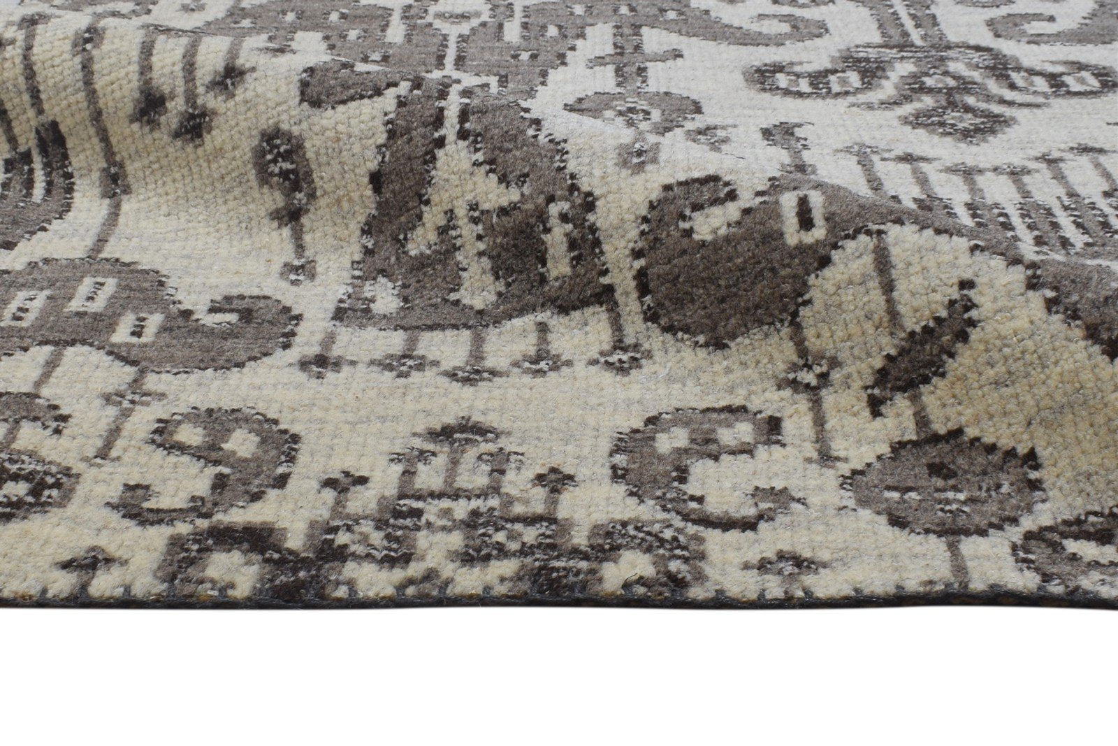 Hand Knotted Grey Wool Rug 5' X 7' Persian Oriental Ikat Room Size Carpet 