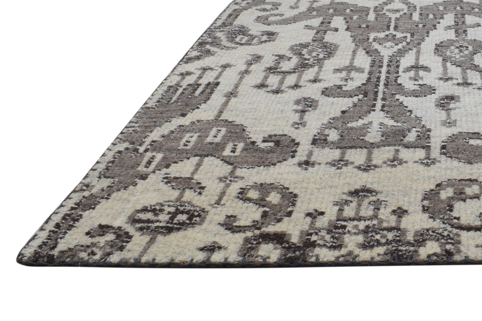 Hand Knotted Grey Wool Rug 5' X 7' Persian Oriental Ikat Room Size Carpet 