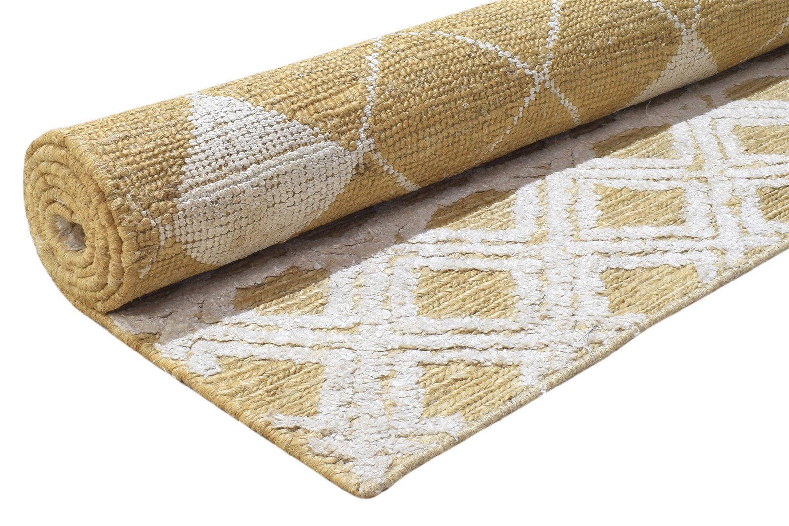 Beige Jute / Silk Rug 5X7 Modern Hand Knotted Scandinavian Diamond Room Size 