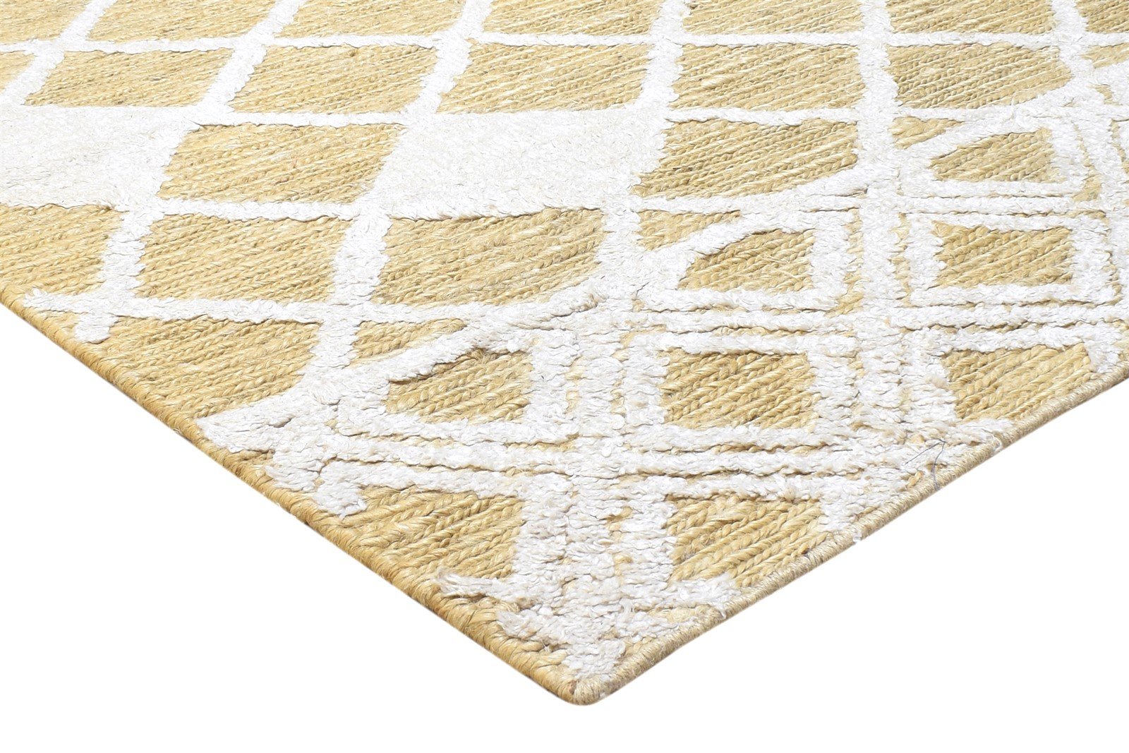 Beige Jute / Silk Rug 5X7 Modern Hand Knotted Scandinavian Diamond Room Size 