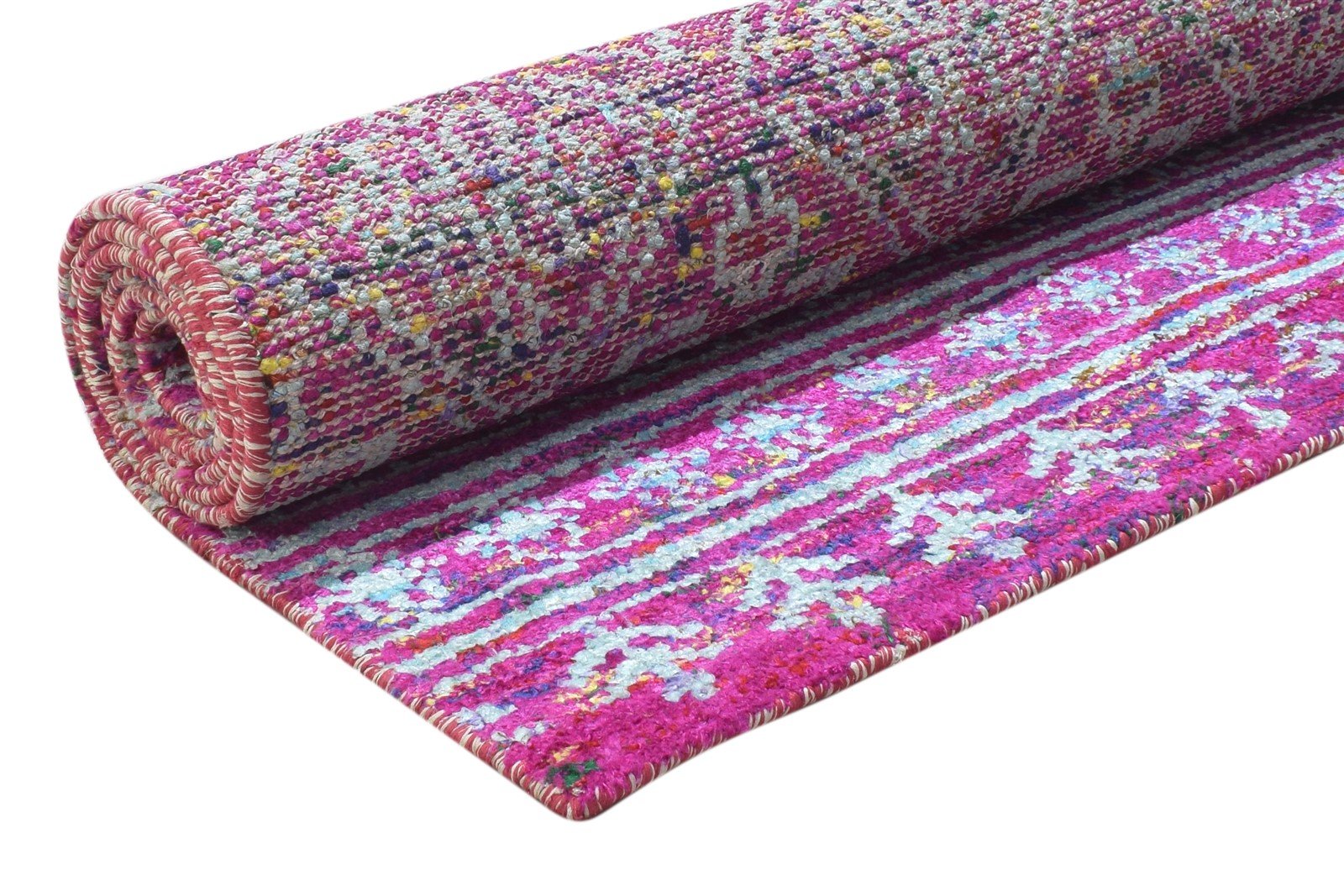 Silk Pink Rug 5' X 8' Modern Hand Knotted Scandinavian Tribal Room Size Carpet 