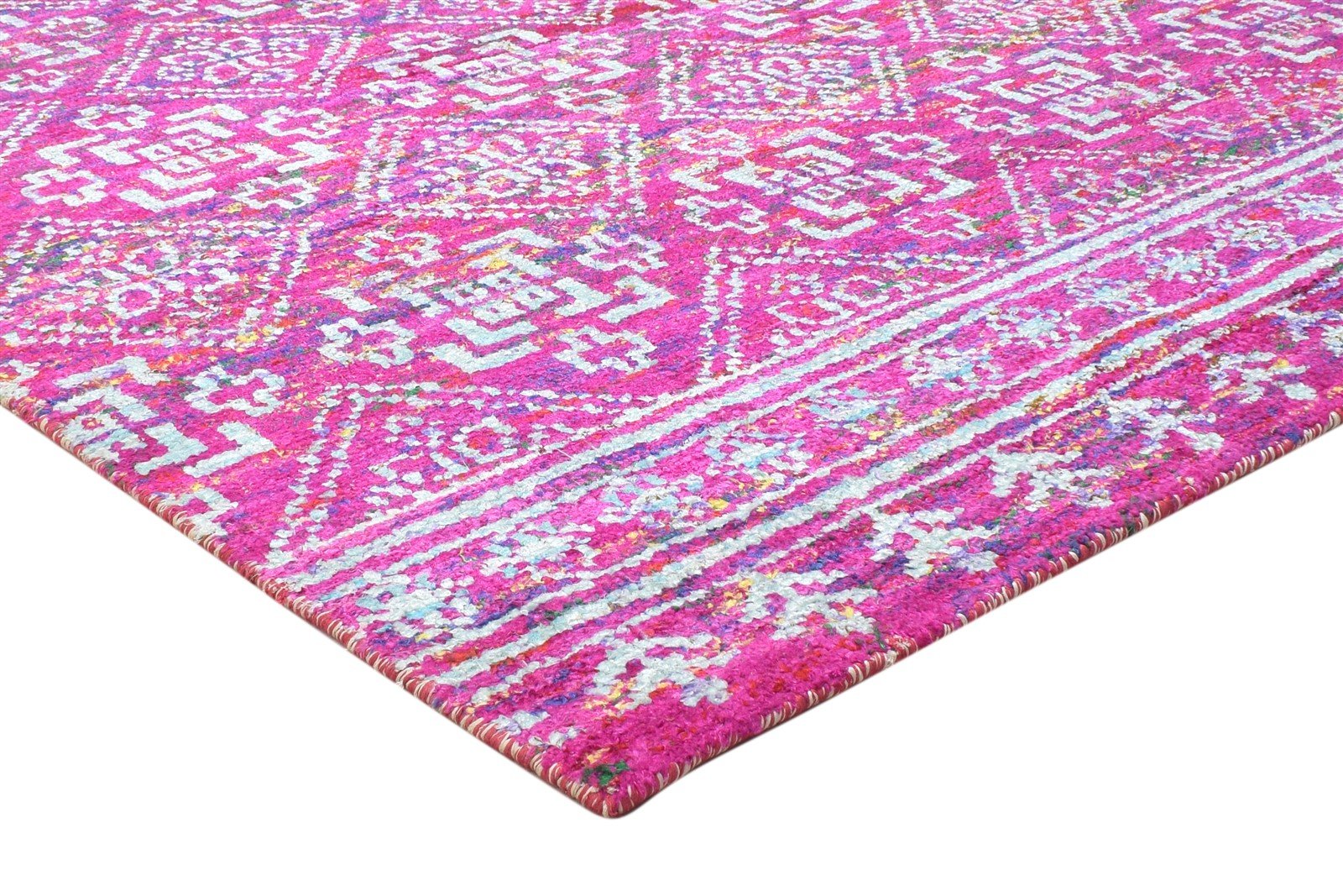 Silk Pink Rug 5' X 8' Modern Hand Knotted Scandinavian Tribal Room Size Carpet 