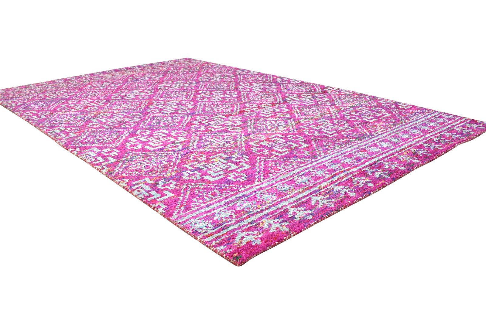 Silk Pink Rug 5' X 8' Modern Hand Knotted Scandinavian Tribal Room Size Carpet 