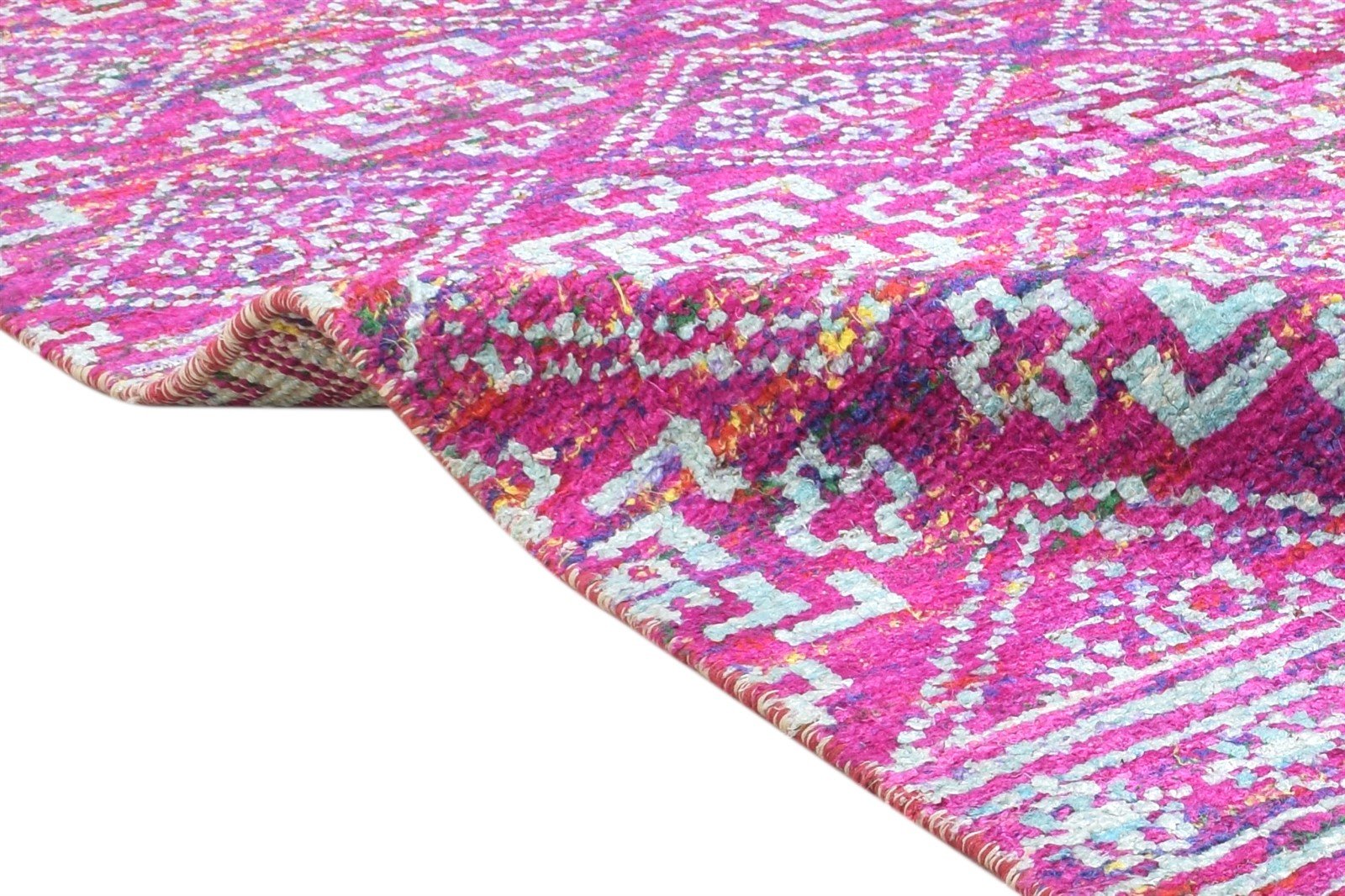 Silk Pink Rug 5' X 8' Modern Hand Knotted Scandinavian Tribal Room Size Carpet 