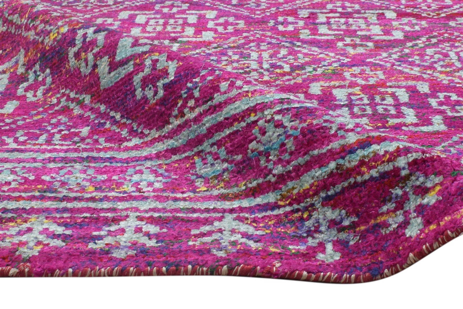 Silk Pink Rug 5' X 8' Modern Hand Knotted Scandinavian Tribal Room Size Carpet 