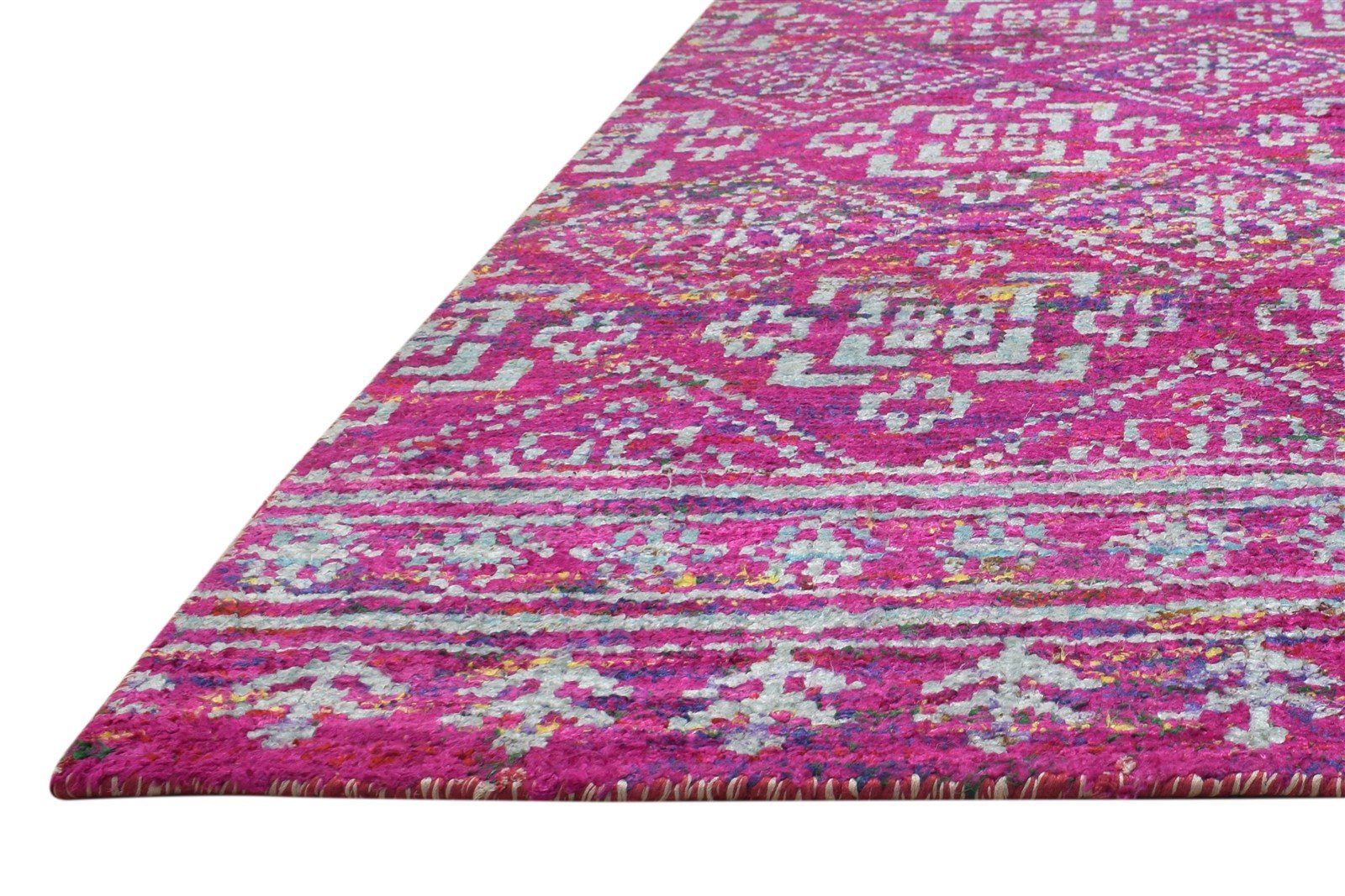 Silk Pink Rug 5' X 8' Modern Hand Knotted Scandinavian Tribal Room Size Carpet 