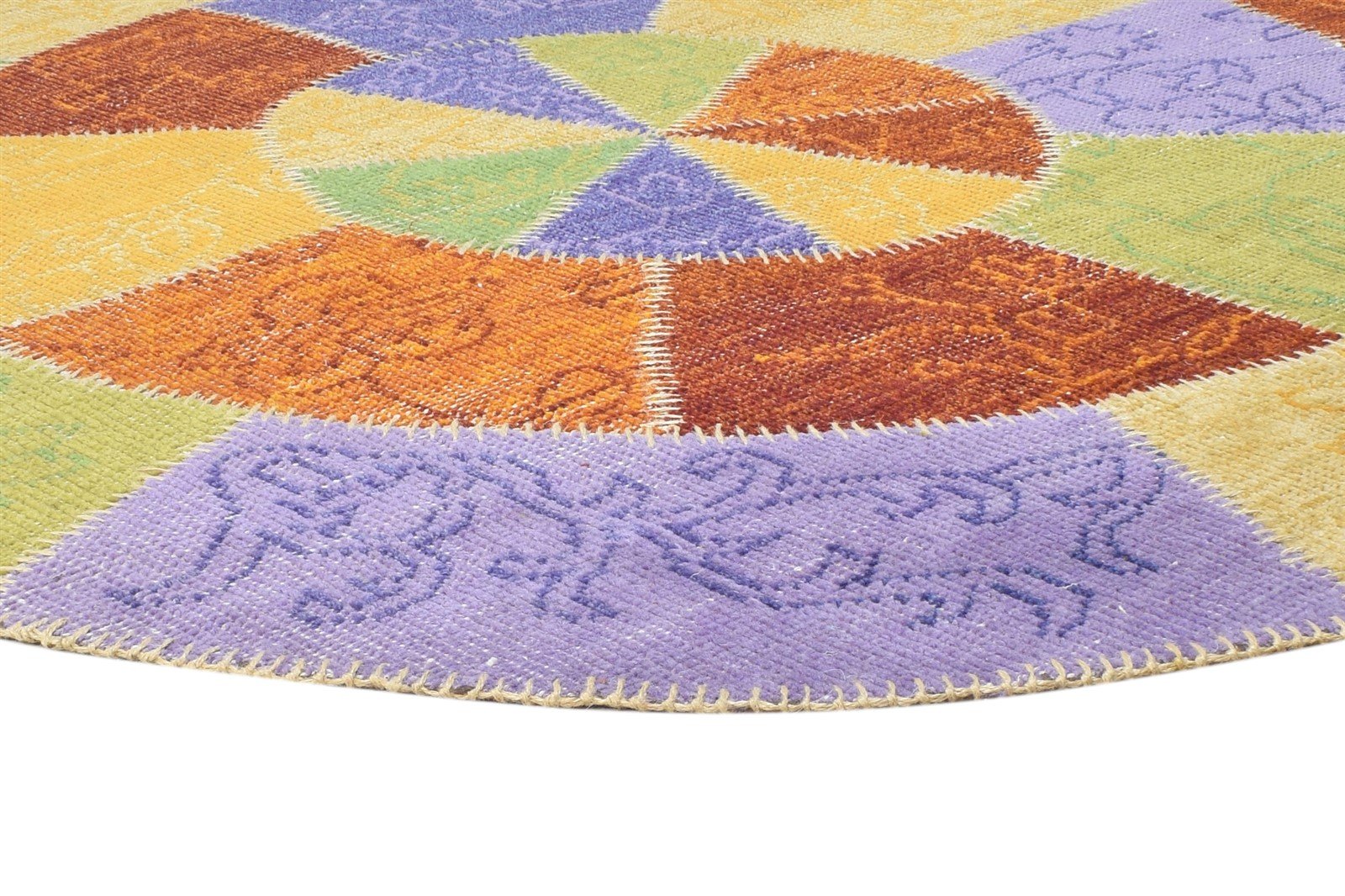 Hand Knotted Multi Color Wool Rug 6X6 Modern Scandinavian Circles Room Size 