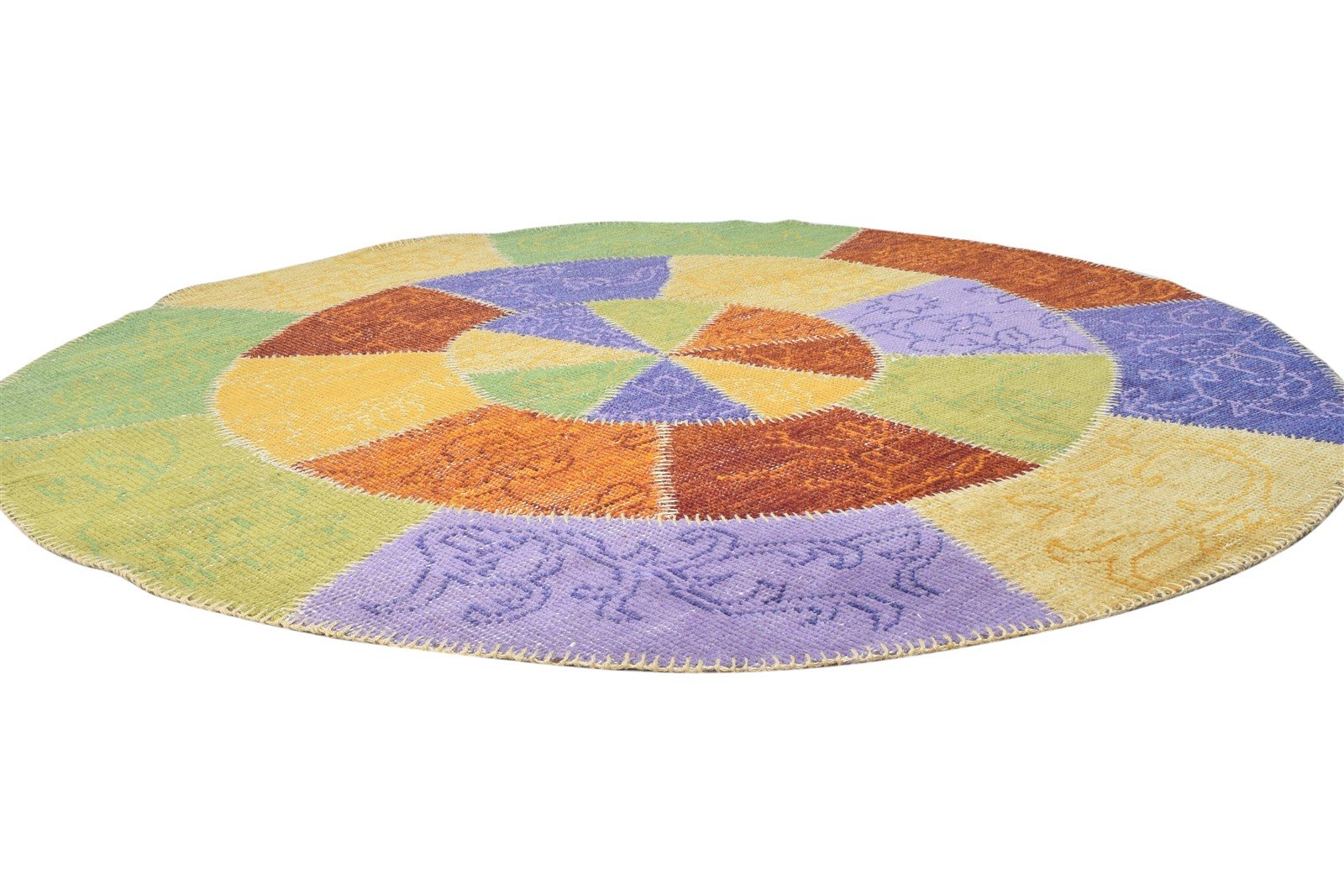 Hand Knotted Multi Color Wool Rug 6X6 Modern Scandinavian Circles Room Size 