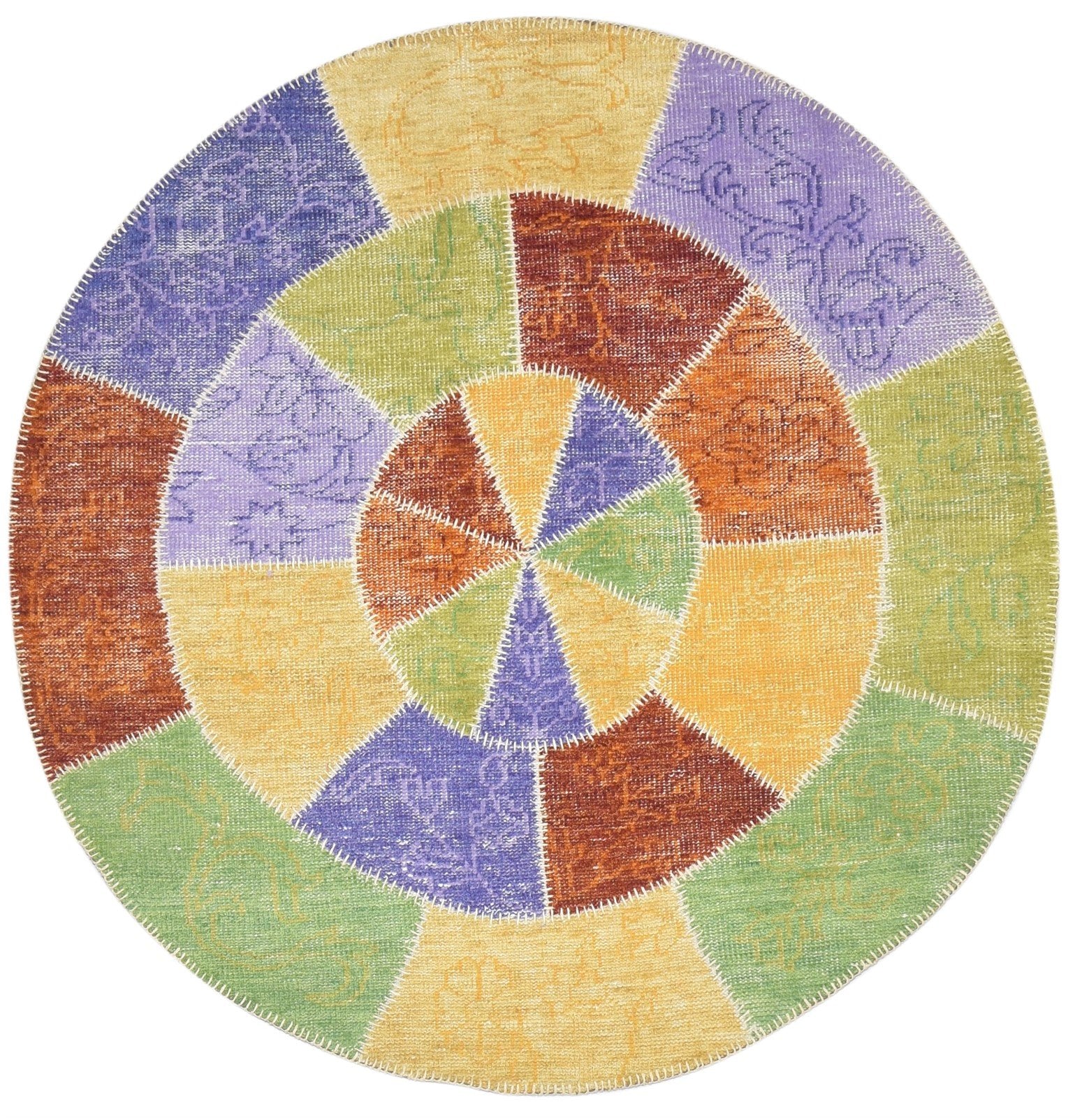 Hand Knotted Multi Color Wool Rug 6X6 Modern Scandinavian Circles Room Size 