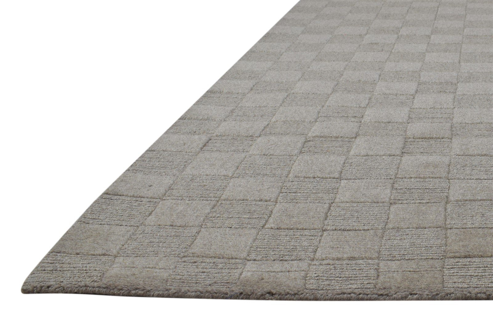 Beige Wool Rug 5' X 8' Modern Handloom Scandinavian Geometric Room Size Carpet 