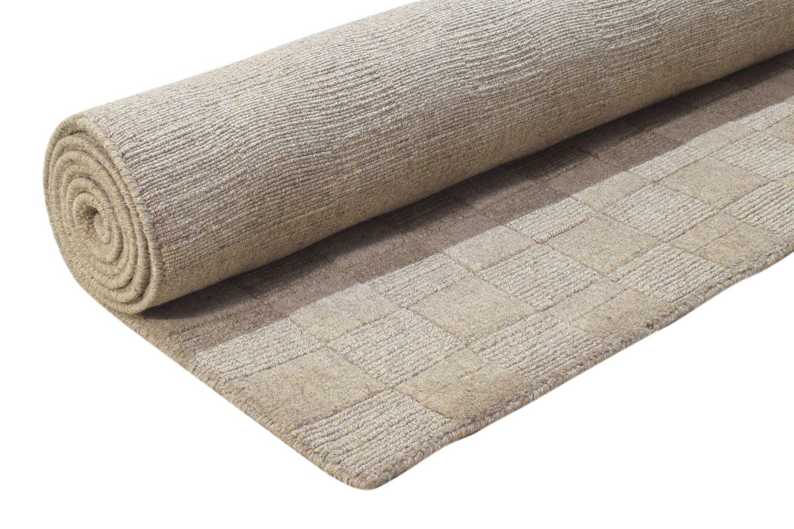 Beige Wool Rug 5' X 8' Modern Handloom Scandinavian Geometric Room Size Carpet 