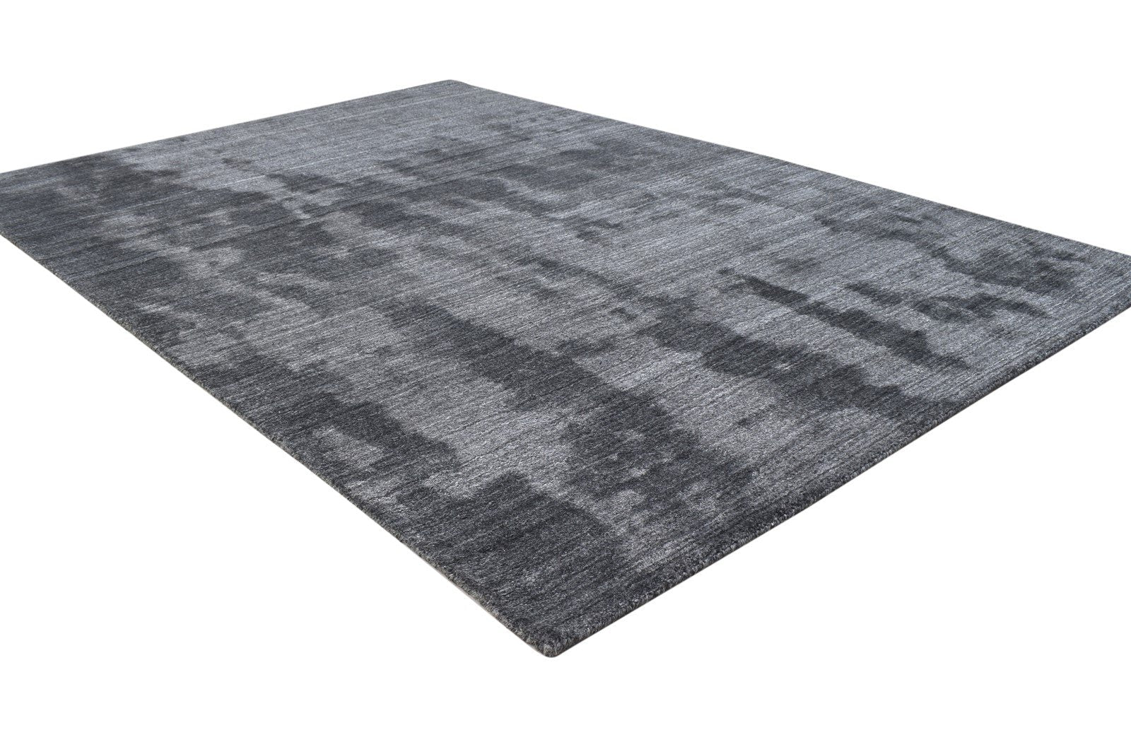 4X6 Rug Wool Silk Charcoal Modern Handloom Scandinavian Solid Room Size Carpet 