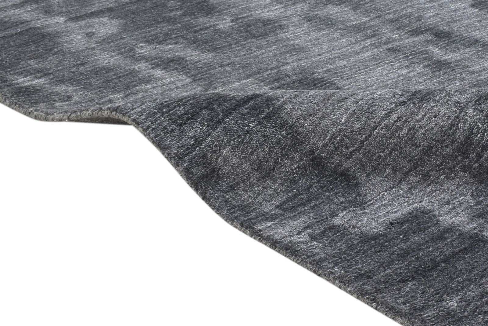 4X6 Rug Wool Silk Charcoal Modern Handloom Scandinavian Solid Room Size Carpet 