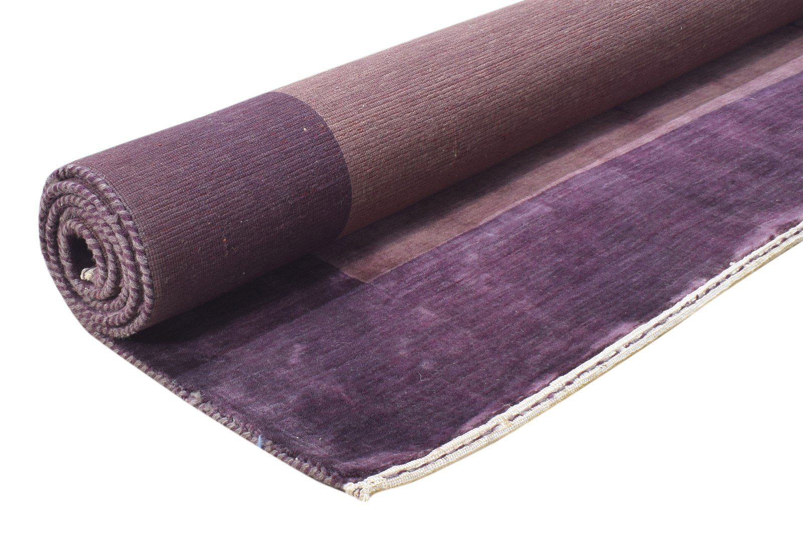 Purple Wool Rug 5' X 7' Modern Handloom Scandinavian Bordered Room Size Carpet 