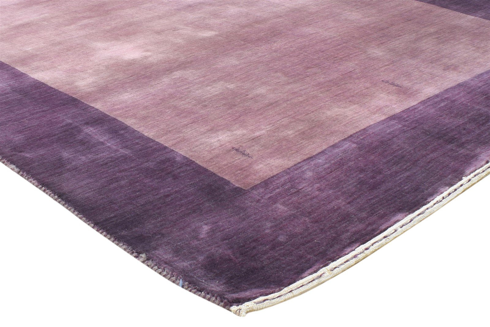 Purple Wool Rug 5' X 7' Modern Handloom Scandinavian Bordered Room Size Carpet 