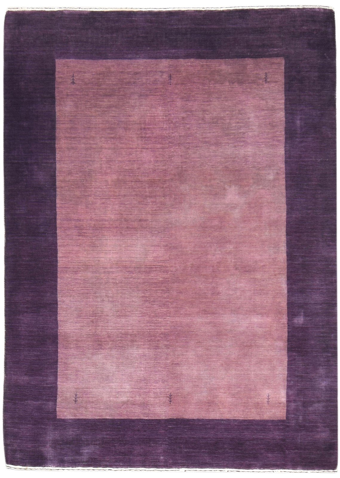 Purple Wool Rug 5' X 7' Modern Handloom Scandinavian Bordered Room Size Carpet 