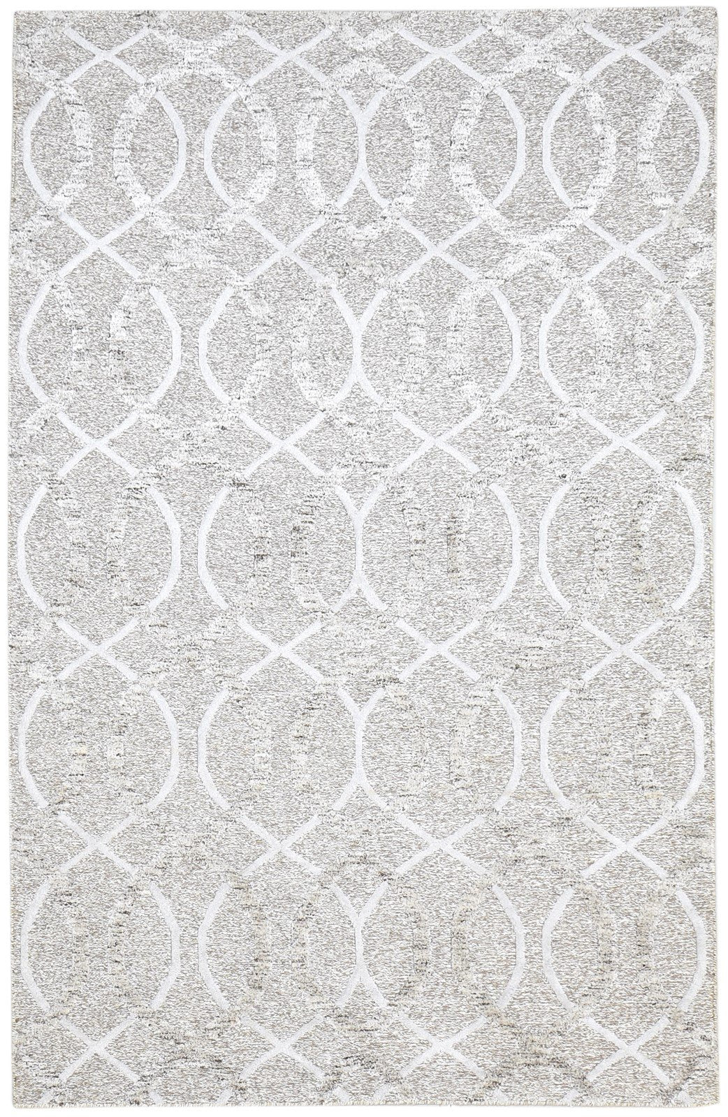 Grey Linen Rug 5' X 8' Modern Hand Knotted Scandinavian Trellis Room Size Carpet 