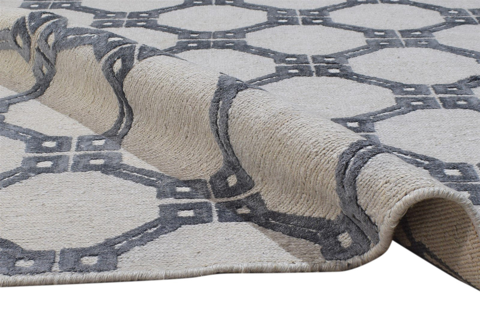 Linen Grey Rug 5' X 8' Modern Hand Knotted Moroccan Trellis Room Size Carpet 